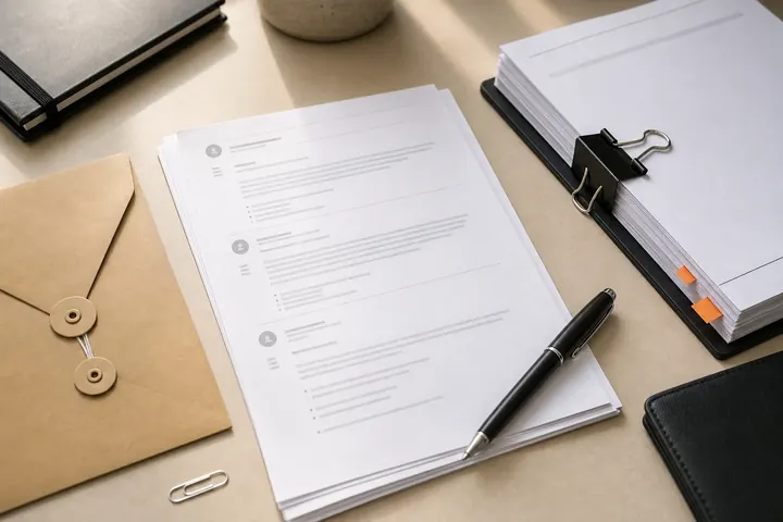Printed legal correspondence and attachment packet