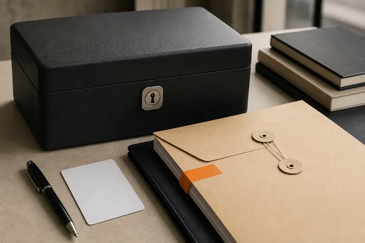 Locked document case and sealed legal packet
