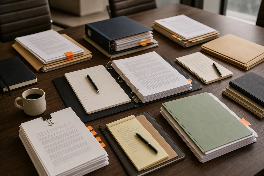 Legal matter packets from several practice areas